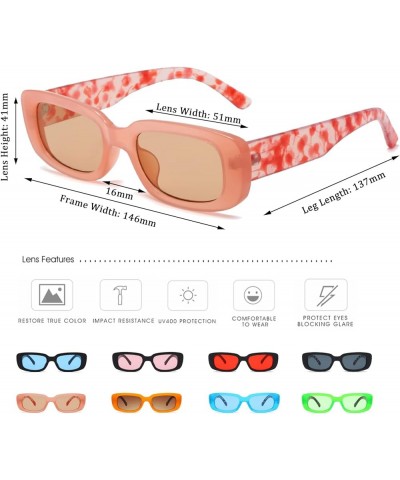 90s Rectangle Sunglasses for Women Men Vintage Retro Small Trendy Square Frame Glasses UV400 Pink Frame $8.10 Rimless