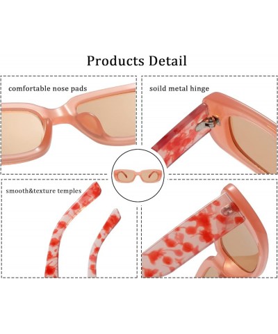 90s Rectangle Sunglasses for Women Men Vintage Retro Small Trendy Square Frame Glasses UV400 Pink Frame $8.10 Rimless