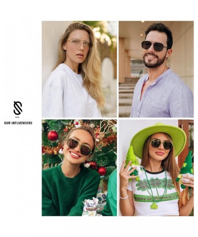 Trendy Aviator Sunglasses Mens Womens Retro Double Bridge Metal Semi-Rimless Shades Lentes De Sol Para Mujer SJ1191 Green $11...