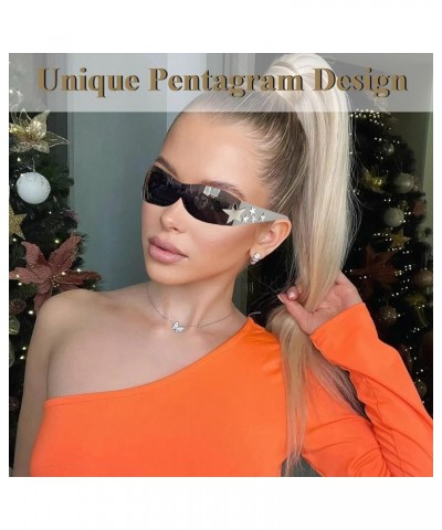 Star Y2K Sunglasses for Women Rimless Shield Wrap Around Sunglasses Oversized Fashion Aesthetic Glasses Shades White $8.84 Re...