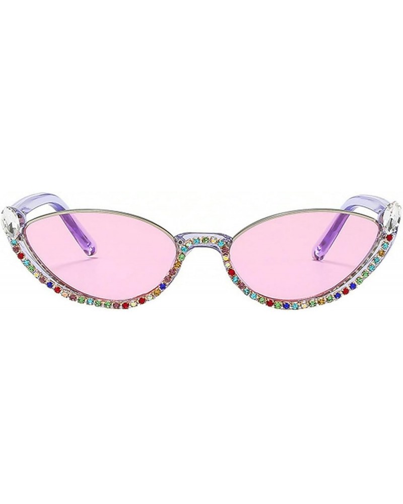 Rhinestone Cat Sunglasses Women Small Diamond Female Eyewear Vintage Sunglasses Men Shades UV400 Purple $9.87 Designer