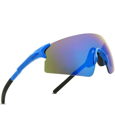 Slim Lightweight Sports Rimless Frame Multicolored Mirrored Lens Soft Tips Unisex Sunglasses Blue Frame / Blue Mirror Lens $1...