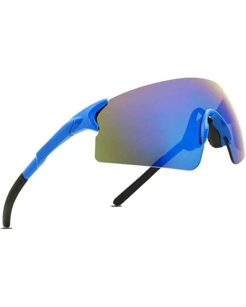 Slim Lightweight Sports Rimless Frame Multicolored Mirrored Lens Soft Tips Unisex Sunglasses Blue Frame / Blue Mirror Lens $1...