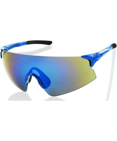 Slim Lightweight Sports Rimless Frame Multicolored Mirrored Lens Soft Tips Unisex Sunglasses Blue Frame / Blue Mirror Lens $1...