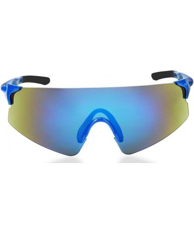 Slim Lightweight Sports Rimless Frame Multicolored Mirrored Lens Soft Tips Unisex Sunglasses Blue Frame / Blue Mirror Lens $1...