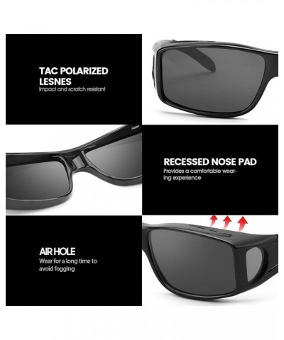 Black Fit Over Glasses Sunglasses for Women Men Polarized Over Prescription Glasses Sun Glasses for Driving Rectangle $10.78 ...