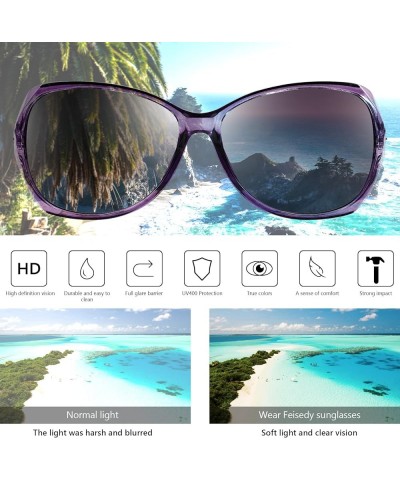 Designer Oversized Polarized Sunglasses for Women Butterfly Style Shades UV Protection B9045 003 Purple $11.12 Oversized