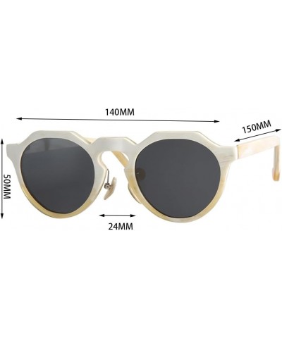 Sunglasses For Men Women Polarized Unqiue Polygon Handmade Natural Horn Sunglass Luxury Glasses Retro Eyewear Black White Hor...