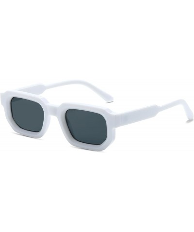 Rectangle Retro Sunglasses for Women Men Vintage Square Frame Fashion 90s Accessories White $11.59 Square