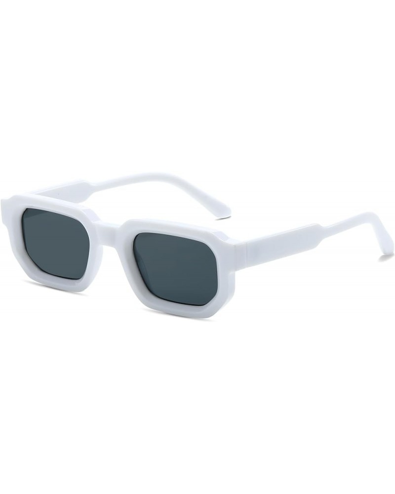 Rectangle Retro Sunglasses for Women Men Vintage Square Frame Fashion 90s Accessories White $11.59 Square