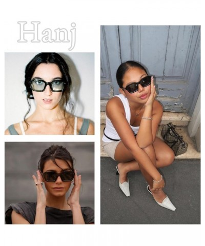 Rectangle Retro Sunglasses for Women Men Vintage Square Frame Fashion 90s Accessories White $11.59 Square