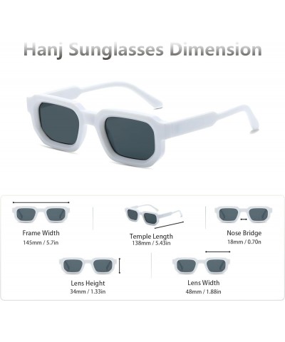 Rectangle Retro Sunglasses for Women Men Vintage Square Frame Fashion 90s Accessories White $11.59 Square