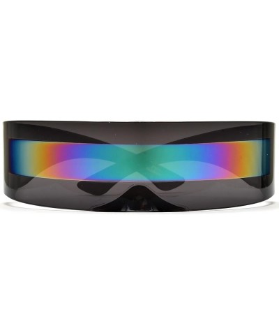 Futuristic Cyclops Space Robocop Robot PARTY RAVE Costume Shield Sunglasses Translucent Grey / Rainbow Mirror $8.61 Shield