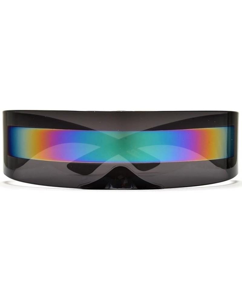 Futuristic Cyclops Space Robocop Robot PARTY RAVE Costume Shield Sunglasses Translucent Grey / Rainbow Mirror $8.61 Shield