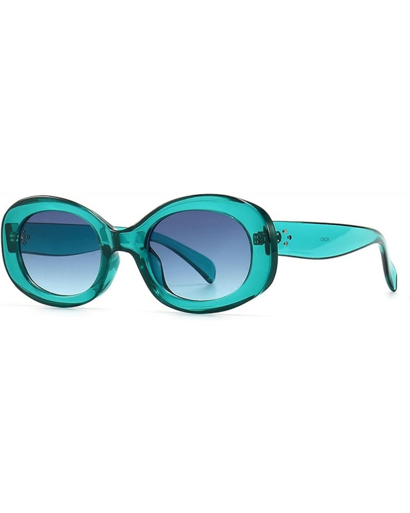 Round Oval Women Sunglasses 2021 Rectangle Small Frames Sun Glasses Female Men Punk Vintage Sunglasses Blue $10.76 Oval