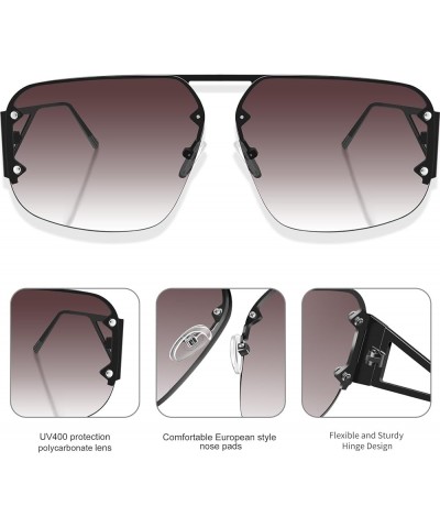 Stylish Aviator Sunglasses with Retro Metal Rimless Frames for Men and Women Gradient Brown $8.82 Aviator