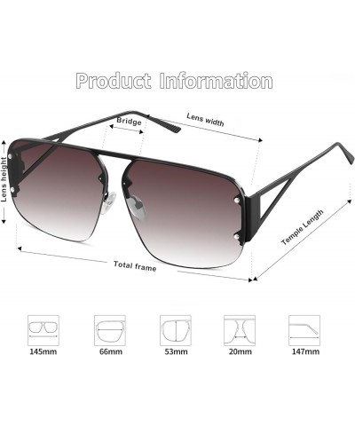 Stylish Aviator Sunglasses with Retro Metal Rimless Frames for Men and Women Gradient Brown $8.82 Aviator