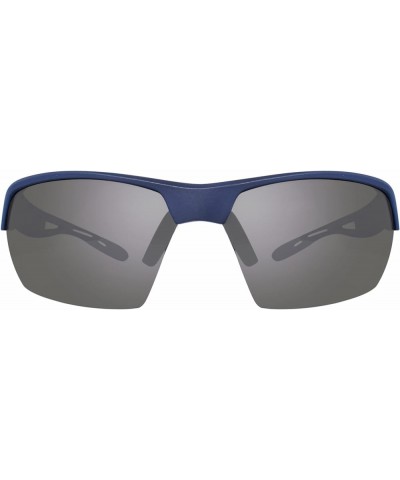 Sunglasses Jett: Polarized Lens with Semi-Rimless Rectangle Wrap Frame Matte Navy Frame With Graphite Lens $77.50 Rimless