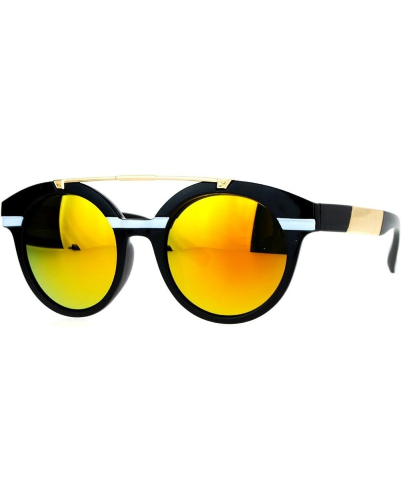 Retro Hipster Fashion Sunglasses Womens Round Top Metal Bar Frame UV 400 Black White $7.48 Round