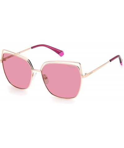 Sunglasses Women's PLD 4093/S Square Sunglasses, Gold Copper/Polarized Pink, 59mm, 16mm $27.28 Square