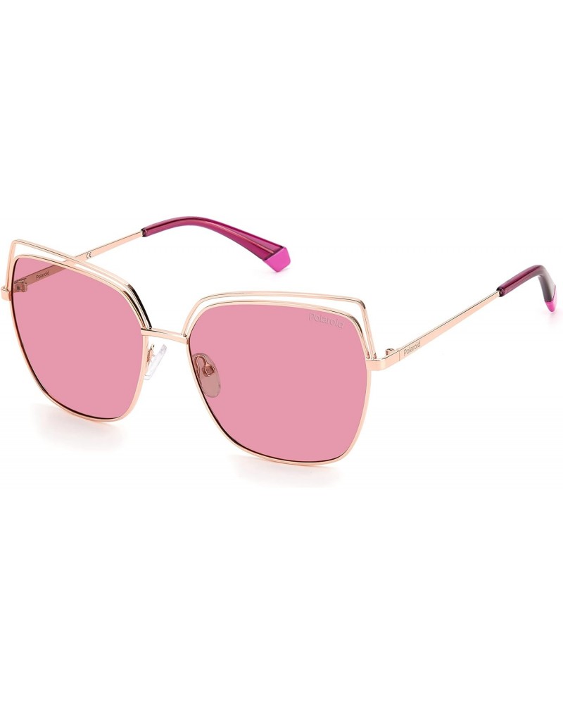 Sunglasses Women's PLD 4093/S Square Sunglasses, Gold Copper/Polarized Pink, 59mm, 16mm $27.28 Square