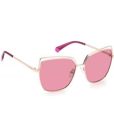 Sunglasses Women's PLD 4093/S Square Sunglasses, Gold Copper/Polarized Pink, 59mm, 16mm $27.28 Square