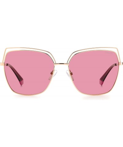 Sunglasses Women's PLD 4093/S Square Sunglasses, Gold Copper/Polarized Pink, 59mm, 16mm $27.28 Square