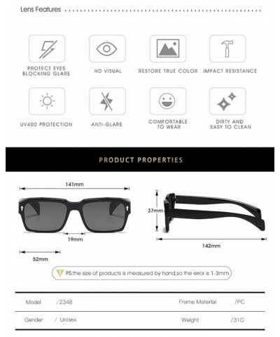 Square Frame Fashion Sunglasses Men and Women Outdoor Vacation Decorative Sunglasses (Color : 7, Size : 1) 1 6 $12.44 Designer