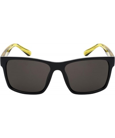 Retro Inspired Square Sunglasses w/Solid Lens 541055-SD Black+green Grey $9.68 Square