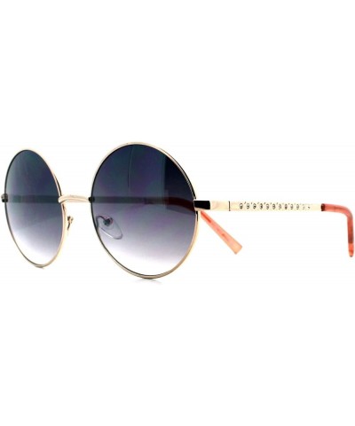 Womens Round Circle Frame Sunglasses Fashion Rhinestones Side UV 400 Gold (Smoke) $8.61 Round