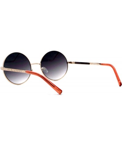 Womens Round Circle Frame Sunglasses Fashion Rhinestones Side UV 400 Gold (Smoke) $8.61 Round