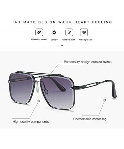 Fashion Square Sunglasses for Men Large Metal Frame UV400 Protection Outdoor Sports Eyewear Gold $11.75 Sport