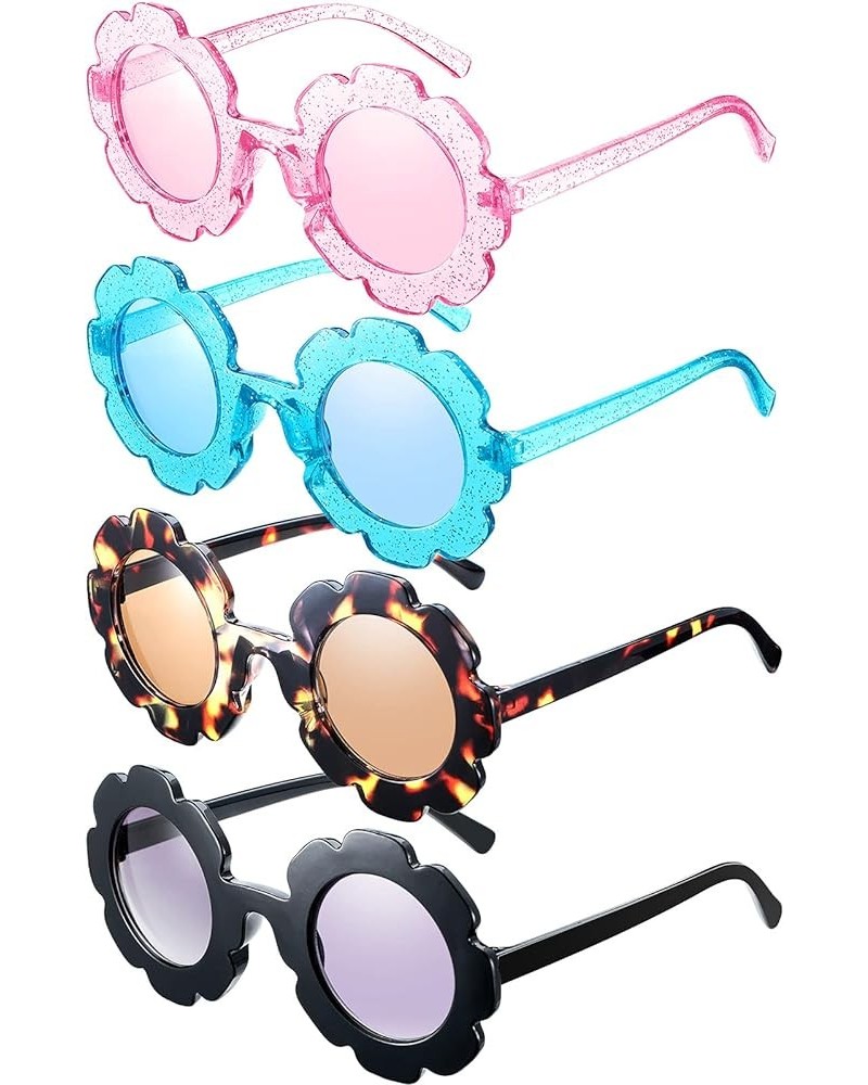 4 Pcs Girl Kids Flower Sunglasses Boy Round Flower Glasses Outdoor Cute Beach Party Sunglass Eyewear for Children Gift Sweet ...