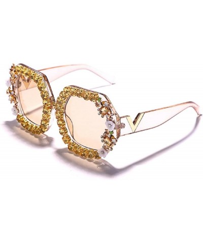 Women's New Round Diamond Sunglasses Retro Luxury Rhinestone Eyeglasses Luxury Eyewear UV400 Sunglasses C $11.19 Round