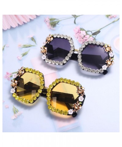 Women's New Round Diamond Sunglasses Retro Luxury Rhinestone Eyeglasses Luxury Eyewear UV400 Sunglasses C $11.19 Round