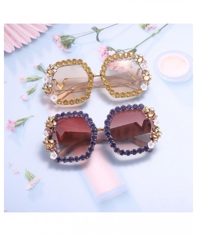 Women's New Round Diamond Sunglasses Retro Luxury Rhinestone Eyeglasses Luxury Eyewear UV400 Sunglasses C $11.19 Round