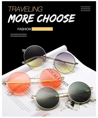 Retro Round Frame Men and Women Sunglasses Outdoor Vacation Decorative Sunglasses Sunglasses (Color : 2, Size : One Size) One...