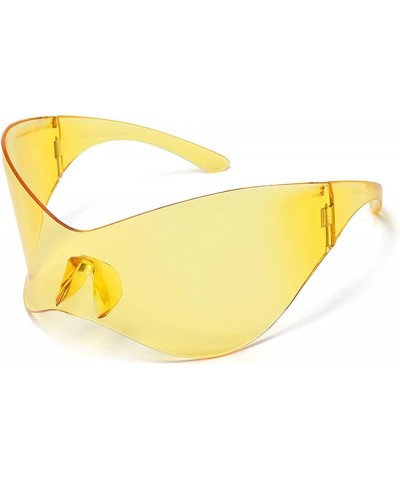 Oversized One Piece Rimless Sunglasses Women Y2K Outdoor Sports Goggles Men Punk Driving Sun Glasses Yellow $9.83 Goggle