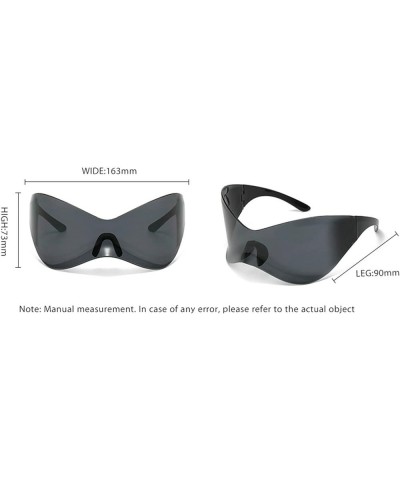 Oversized One Piece Rimless Sunglasses Women Y2K Outdoor Sports Goggles Men Punk Driving Sun Glasses Yellow $9.83 Goggle