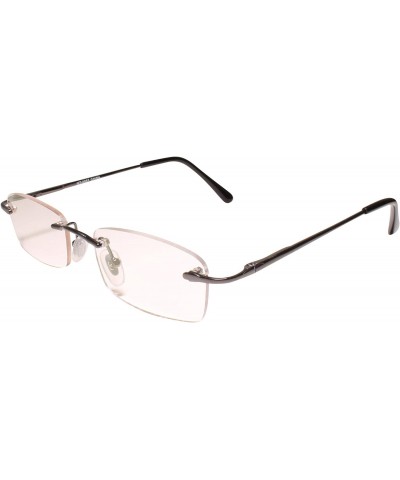 Rimless Spring Hinge Temple Modern Gunmetal Rectangle 2.25 Reading Glasses $11.65 Rimless