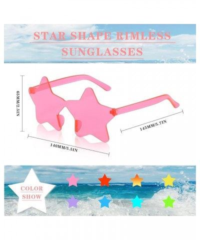 12 Pack Round/Square/Star Rimless Party Sunglasses Bulk, Transparent Tinted One Piece Glasses Set Star $11.39 Square