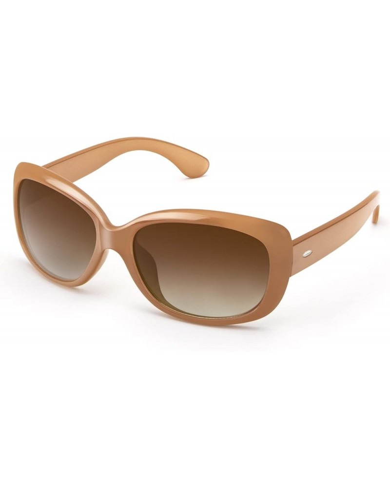 Graceful Square Sunglasses For Women, Wrap Frame with UV Protection 05 Pure Brown/ Brown Gradient $9.00 Designer