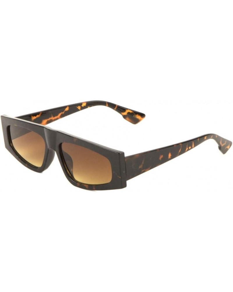 Diagonal Top Round Wide Geometric Retro Sunglasses Brown Demi $10.75 Rectangular