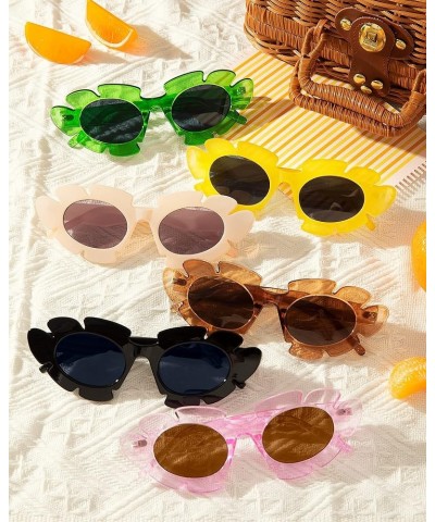 Trendy Flower Sunglasses Cat Eye for Women Men Retro Fun Chunky Y2K Glasses Shades UV400 A-yellow/Grey $6.08 Oval