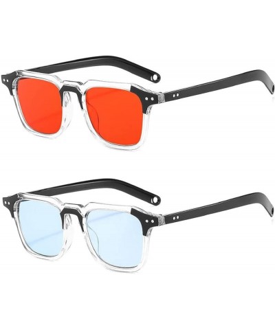 Men's & Women's Designer Sunglasses Fun Cool y2k Tony Stark Square Shades Clear Frame Teen Sun Glasses Red $12.05 Square