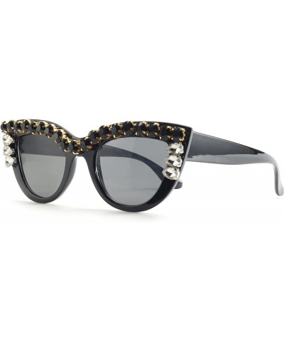 Sparkling Crystal Cat Eye Sunglasses UV Protection Rhinestone Sunglasses Diamond-2 $10.82 Cat Eye