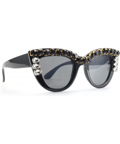 Sparkling Crystal Cat Eye Sunglasses UV Protection Rhinestone Sunglasses Diamond-2 $10.82 Cat Eye