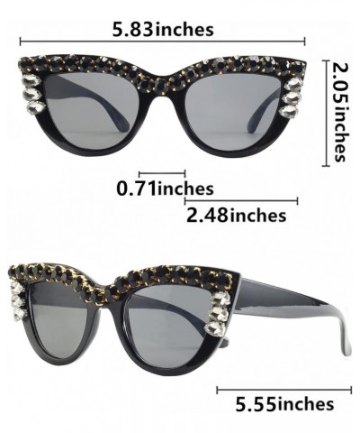 Sparkling Crystal Cat Eye Sunglasses UV Protection Rhinestone Sunglasses Diamond-2 $10.82 Cat Eye