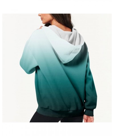 Womens Hoodies Zip Up Drawstring Sweatshirts Long Sleeve Oversized Y2k Clothes Casual Loose Jackets with Pockets 4-cyan $11.2...