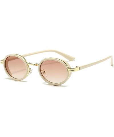 Retro Oval Sunglasses for Women Men Fashion Small Frame Sun Glasses 90s Style Hip-hop punk Glasses UV400 Brown $10.91 Oval